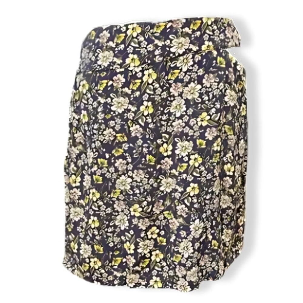 Elodie Straight Skirt Above Knee Floral Belted Metal Ring Multicolor Large NWOT
